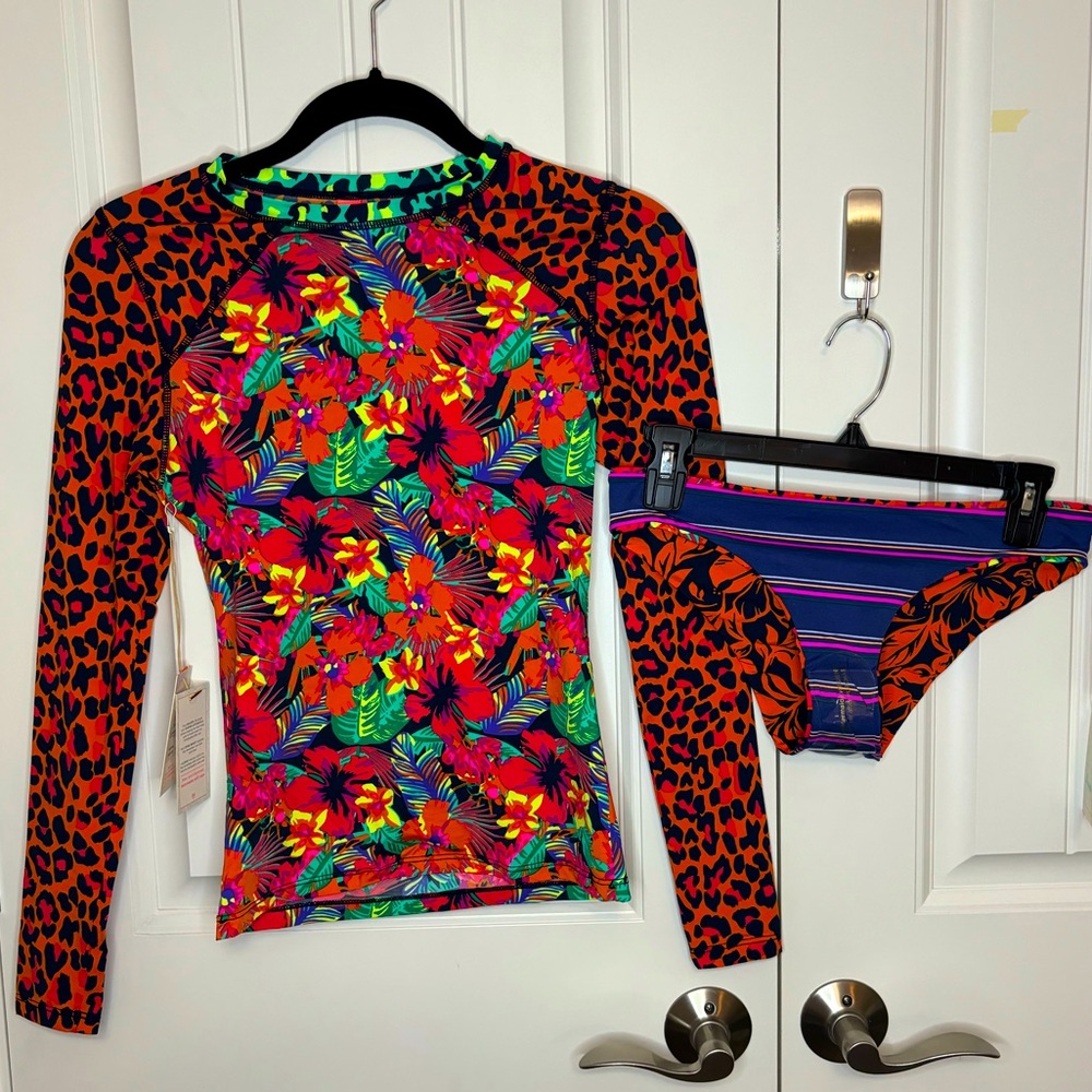 Maaji Surreal Wilderness Diver RashGuard Reversible Bikini Bottom Set Size M NWT - Picture 2 of 12